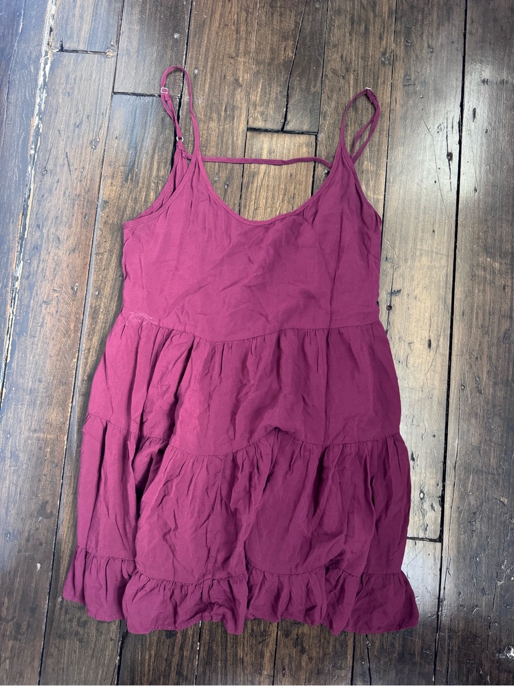 Brandy Melville Burgandy Maroon Tiered Spaghetti Strap Dress